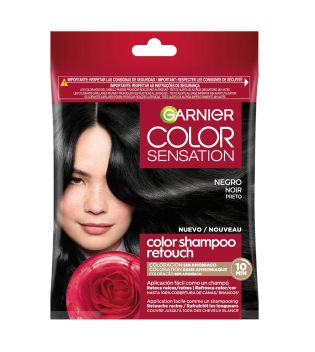 Garnier - Coloration semi-permanente sans ammoniaque Color Shampoo Retouch Color Sensation - 1.0 : Noir