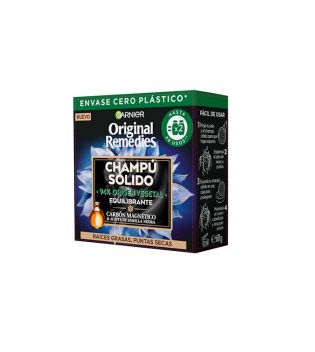 Garnier - Magnetic Charcoal Balancing Solid Shampoo Original Remedies - Racines grasses, pointes sèches