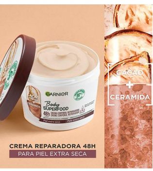 Garnier - Crème corps réparatrice Body Superfood - Cacao : Peau extra sèche