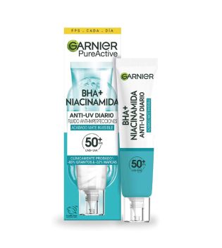 Garnier - Crème fluide anti-imperfections au BHA + Niacinamide SPF50+ Pure Active