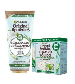 Garnier - Pack après-shampooing sans rinçage + Shampoing solide Coco Original Remedies - Cheveux normaux