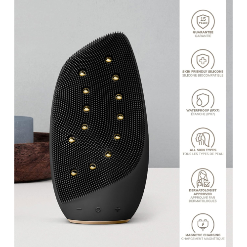 GESKE - Brosse Nettoyante et Massante pour le Visage Sonic Thermo Face-Lifter 8 en 1 - Or Noir