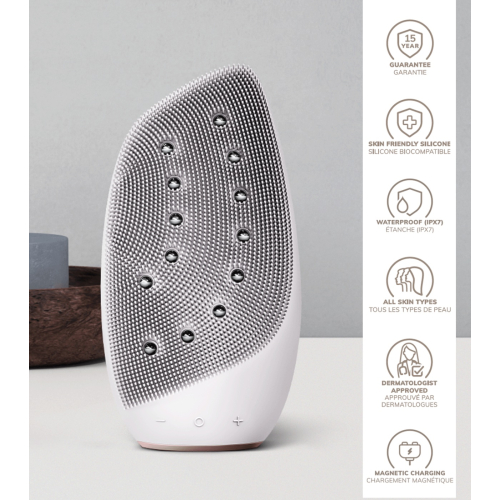 GESKE - Brosse nettoyante et massante pour le visage Sonic Thermo Face-Lifter  8 en 1 - Or rose blanc