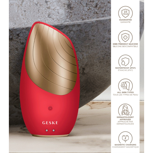 GESKE - *I love myself* - Brosse nettoyante et massante visage 6 en 1 Sonic Thermo - Red