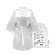 GLOV - Peignoir en Satin Kimono Style - Blanc