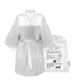 GLOV - Peignoir en Satin Kimono Style - Blanc