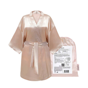 GLOV - Peignoir en Satin Kimono Style - Champagne