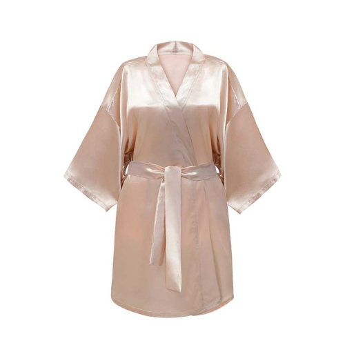 GLOV - Peignoir en Satin Kimono Style - Champagne