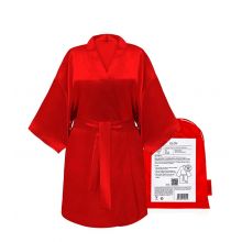 GLOV - Peignoir en Satin Kimono Style - Rouge