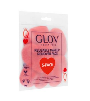 GLOV - Lot de 5 disques démaquillants réutilisables Heart Pads