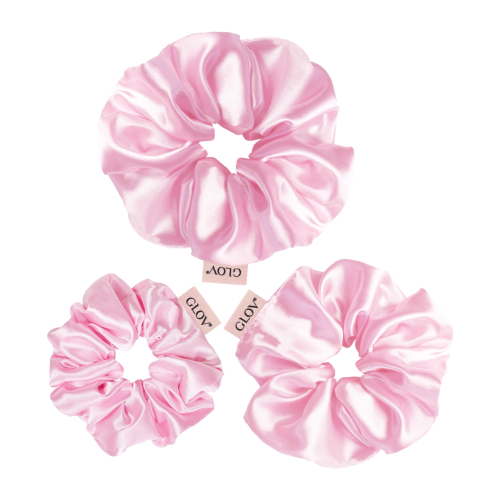 GLOV - Pack de 3 chouchous Satin Scrunchies tailles S/M/L - Rose