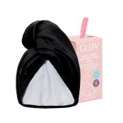 GLOV - Serviette Turban en Satin et Tissu - Noir
