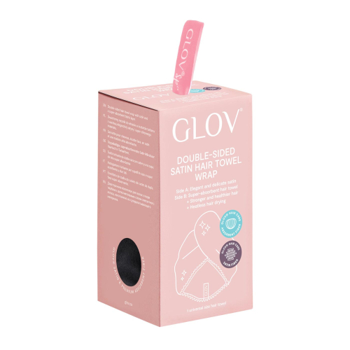 GLOV - Serviette Turban en Satin et Tissu - Noir