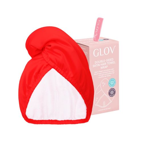 GLOV - Serviette turban en satin et tissu - Rouge
