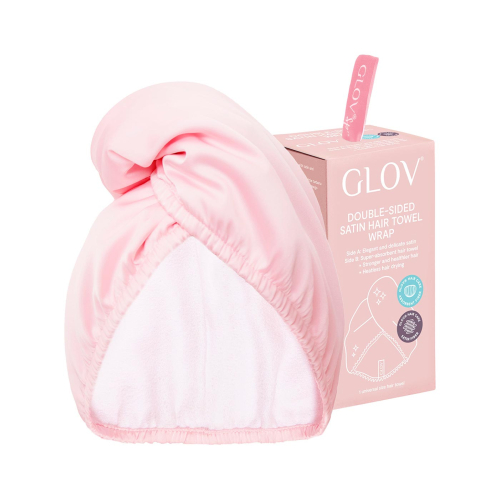 GLOV - Serviette turban en satin et tissu - Rose