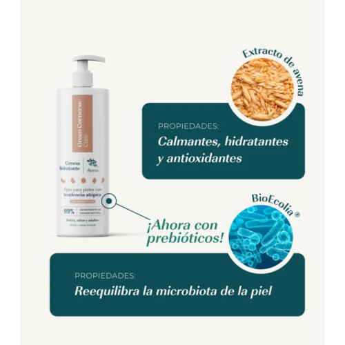 Green Cornerss - Crème hydratante pour le corps à l'avoine - Peau atopique