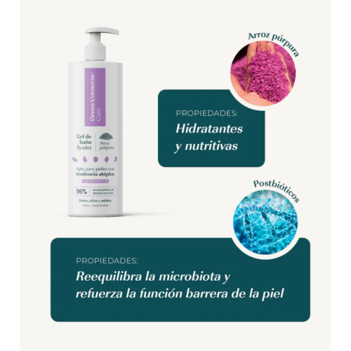 Green Cornerss - Gel de bain au riz violet - Peau atopique