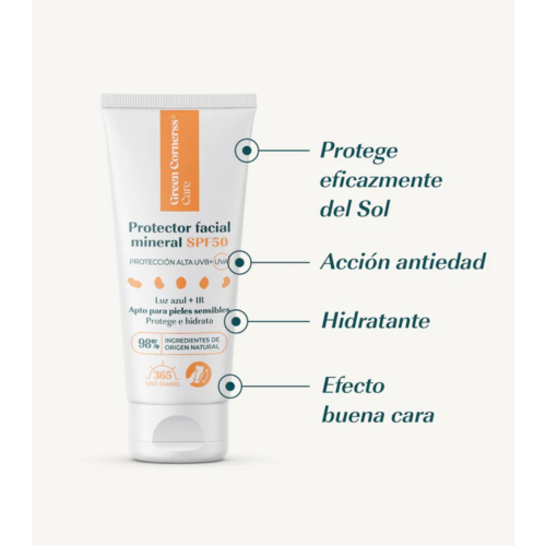 Green Cornerss - Crème solaire minérale teintée SPF 50 - Peaux sensibles