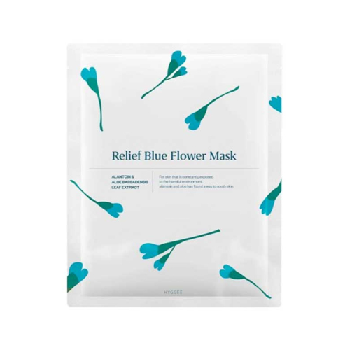 Hyggee - Masque facial en cellulose à l'aloe vera et à l'allantoïne Relief Blue Flower