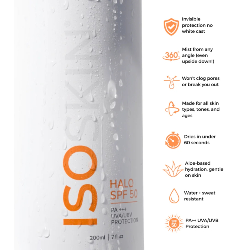 ISOCLEAN - *ISOSKIN* - Crème solaire en spray Halo FPS 50 PA+++ UVA/UBV