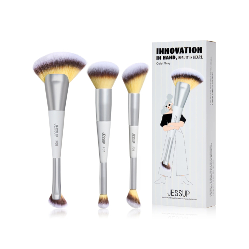 Jessup Beauty - *Innovation in Hand, Beauty in Heart* - Ensemble de 3 pinceaux doubles - Quiet Gray