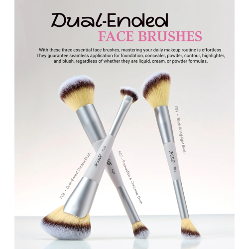 Jessup Beauty - *Innovation in Hand, Beauty in Heart* - Ensemble de 3 pinceaux doubles - Quiet Gray