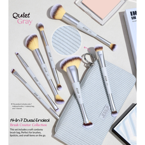Jessup Beauty - *Innovation in Hand, Beauty in Heart* - Ensemble de 7 pinceaux doubles - Quiet Gray
