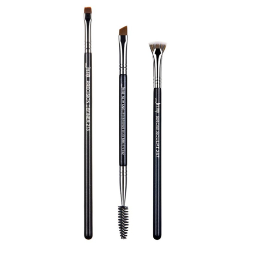 Jessup Beauty - Ensemble de 3 pinceaux à sourcils PRO - T326: Black/Silver