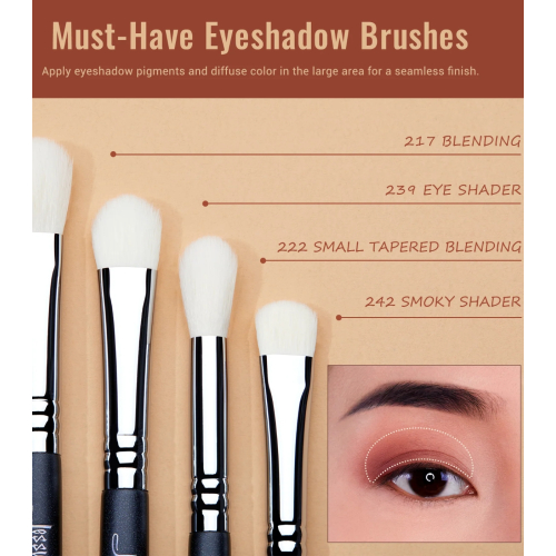 Jessup Beauty - Ensemble de pinceaux PRO 11pcs - T340: Black/Silver