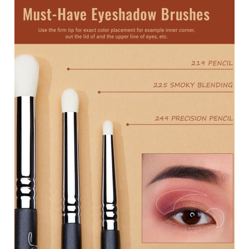 Jessup Beauty - Ensemble de pinceaux PRO 11pcs - T340: Black/Silver