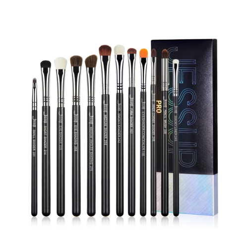 Jessup Beauty - Ensemble de pinceaux PRO 12pcs - T339: Black/Silver