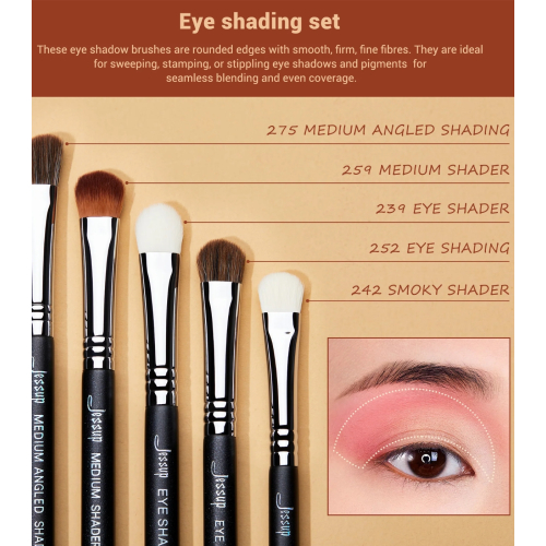 Jessup Beauty - Ensemble de pinceaux PRO 12pcs - T339: Black/Silver