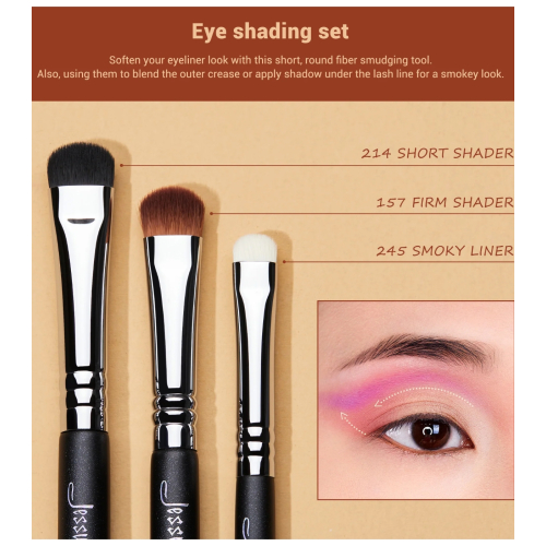 Jessup Beauty - Ensemble de pinceaux PRO 12pcs - T339: Black/Silver