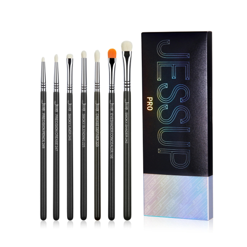 Jessup Beauty - Ensemble de pinceaux PRO 7pcs - T334: Black/Silver