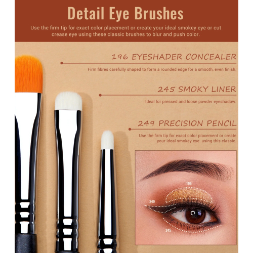 Jessup Beauty - Ensemble de pinceaux PRO 7pcs - T334: Black/Silver