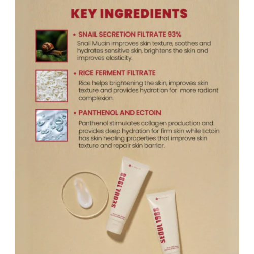 K-Secret - *Seoul 1988* - Crème visage Snail Mucin 93% + Rice