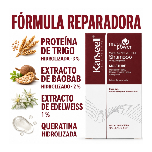 Karseell - *Maca Power* - Shampoo pour cheveux abîmés - Format mini