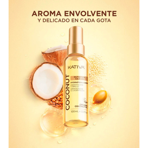 Kativa - Huile capillaire hydratation et brillance Coconut