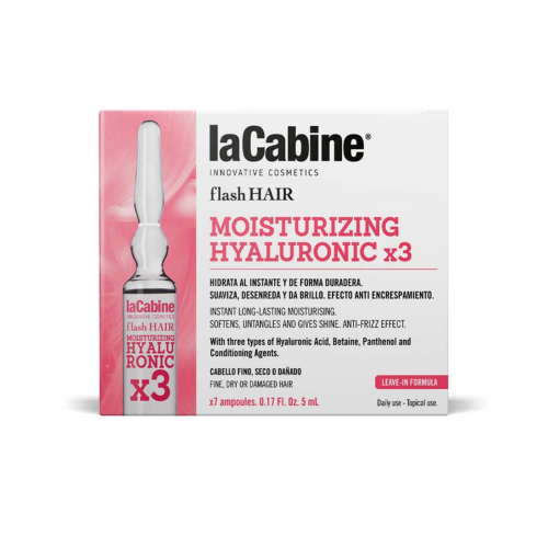 La Cabine - *Flash Hair* - Ampoules capillaires hydratantes Moisturizing Hyaluronic x3 - Cheveux fins, secs ou abîmés
