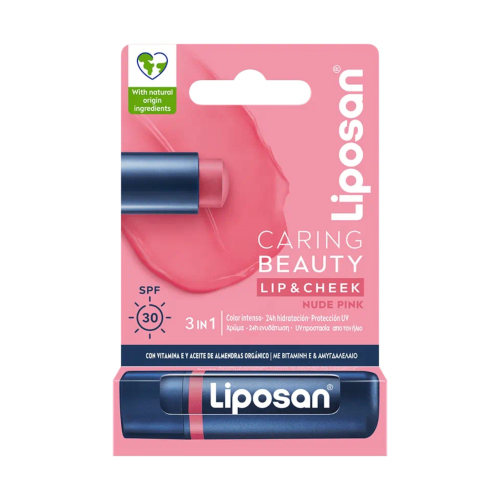 Liposan - Baume Teinté pour les Lèvres et les Joues Caring Beauty - Nude Pink
