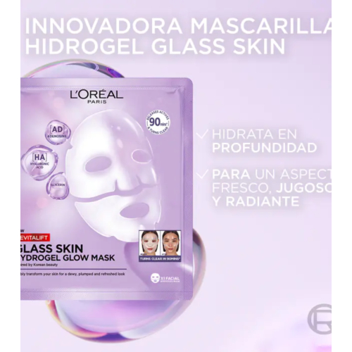 Loreal Paris - Masque visage illuminateur hydrogel Revitalift effet peau de verre