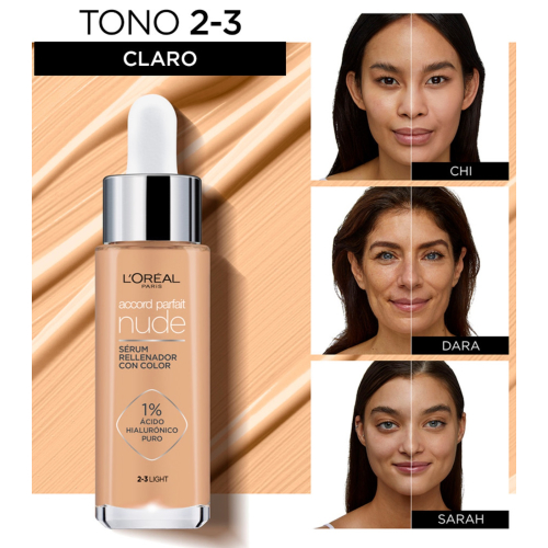 Loreal Paris - Sérum repulpant teinté Accord Parfait Nude - 2-3: Light