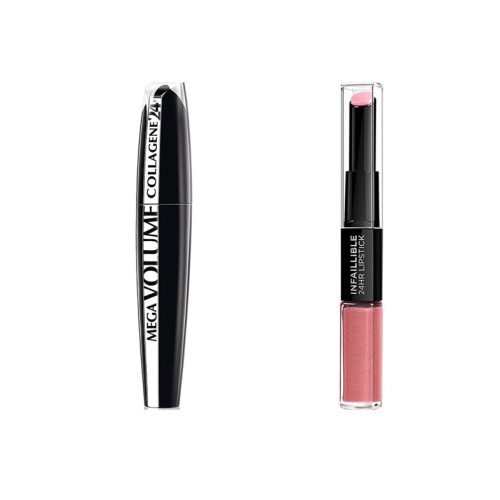 Loreal Paris - Coffret Look Catwalk - Mascara Collagène Mega Volume + Rouge à Lèvres Liquide Infaillible 24H 100: Timeless Rose
