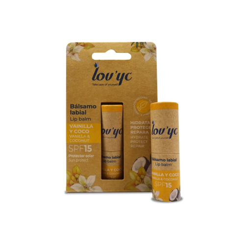 Lovyc - Baume à lèvres vanille et noix de coco SPF15