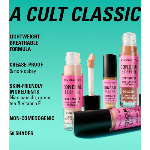 Makeup Revolution - Correcteur liquide Conceal & Define Soft Matte - C6.5N
