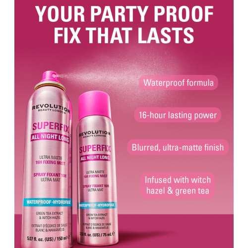 Makeup Revolution - Spray fixateur de maquillage Superfix All Night Long Waterproof
