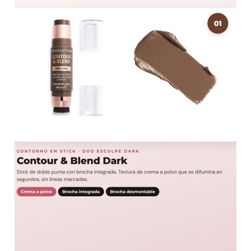Makeup Revolution - Set de Contour en stick Reloaded Contour & Blend - Dark + Bronceador en crema Ultra Cream Bronzer - Deep
