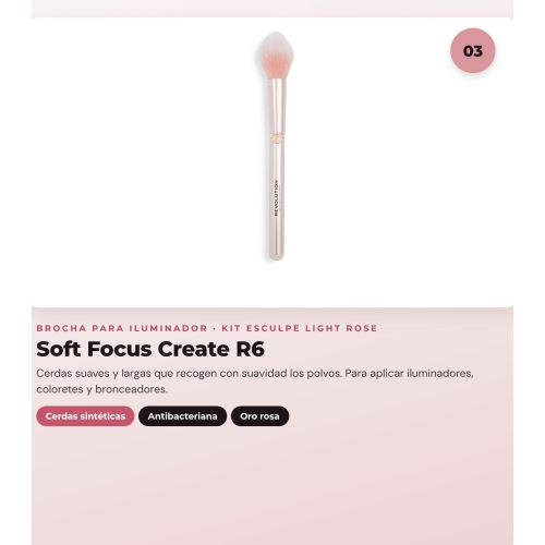 Makeup Revolution - Set de Contour en stick Reloaded Contour & Blend - Light + Iluminador Jelly Glass Halo - Rose Glow + Brocha pour illuminador Soft Focus Create - R6