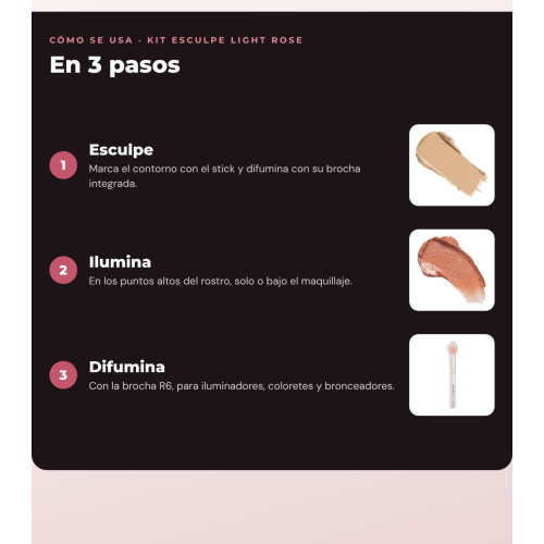 Makeup Revolution - Set de Contour en stick Reloaded Contour & Blend - Light + Iluminador Jelly Glass Halo - Rose Glow + Brocha pour illuminador Soft Focus Create - R6