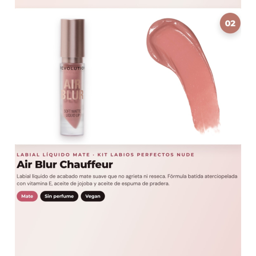 Makeup Revolution - Set de Profilage des lèvres Pout Liner - Chauffeur Nude + Rouge à lèvres liquide mat Air Blur - Chauffeur + Gloss volumisant Pout Bomb - Melba Warm Peach